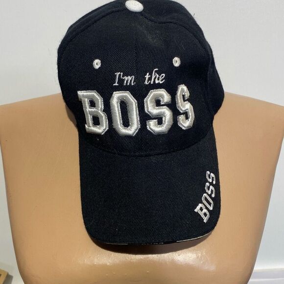 I'm the BOSS Men's Black Cotton Strapback Baseball Cap Hat Adjustable One Size - Picture 1 of 10